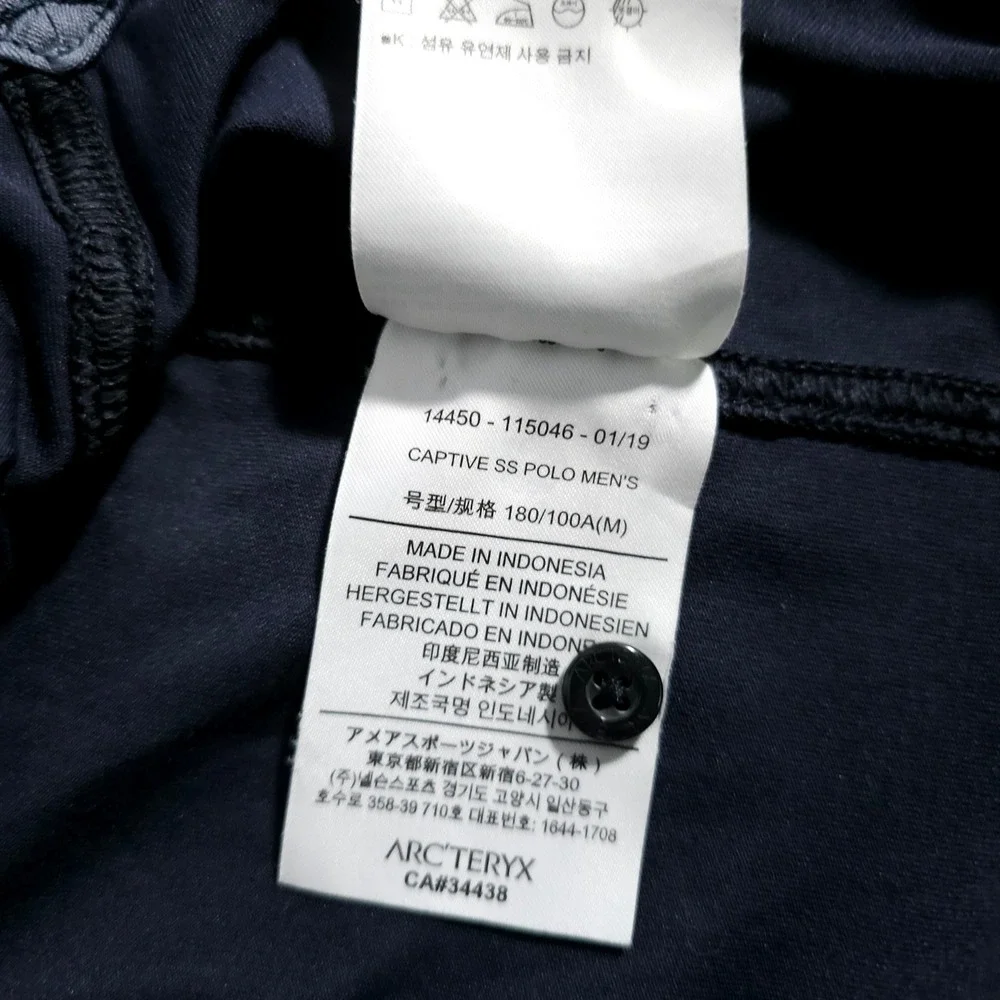 Arcteryx Captive SS Polo Mens Medium Navy Blue Short Sleeve Performance Shirt - Picture 4 of 7